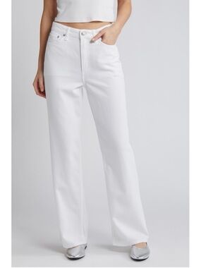 Rag & Bone Logan Featherweight Mid-Rise Wide-Leg Jeans White 27